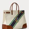 Große Devyn-Tragetaschen aus Canvas mit natürlichem/grafischem Streifenmuster für Damen von Ralph Lauren Große Devyn-Tragetaschen aus Canvas mit natürlichem/grafischem Streifenmuster für Damen von Ralph Lauren