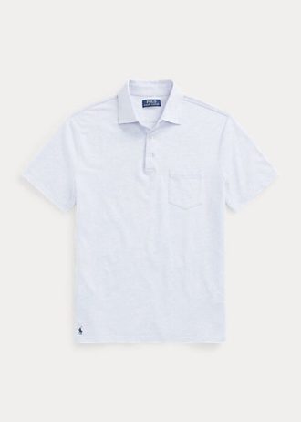 Hellblaue Poloshirts aus Baumwolle und Leinen im Slim Fit von Ralph Lauren für Herren
