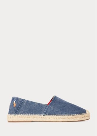 Hellblaue Herren-Freizeitschuhe Ralph Lauren Cevio Washed Canvas
