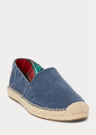 Hellblaue Herren-Freizeitschuhe Ralph Lauren Cevio Washed Canvas