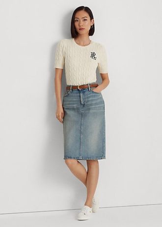 Hellblaue Ralph Lauren Denim-Röcke für Damen