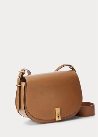 Hellbraune Satteltaschen aus Kalbsleder von Ralph Lauren Polo ID für Damen