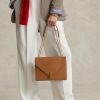 Hellbraune Umhängetaschen aus Kalbsleder von Ralph Lauren für Damen mit Polo-ID-Umschlag Hellbraune Umhängetaschen aus Kalbsleder von Ralph Lauren für Damen mit Polo-ID-Umschlag