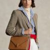 Hellbraune Umhängetaschen aus Kalbsleder von Ralph Lauren für Damen mit Polo-ID-Umschlag Hellbraune Umhängetaschen aus Kalbsleder von Ralph Lauren für Damen mit Polo-ID-Umschlag