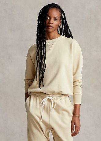Hellgelbe Ralph Lauren Sweatshirts mit Rundhalsausschnitt aus Bio-Baumwolle für Damen