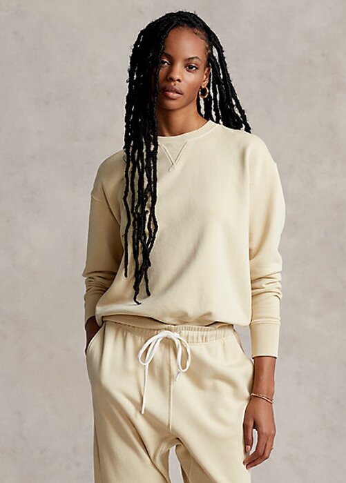 Hellgelbe Ralph Lauren Sweatshirts mit Rundhalsausschnitt aus Bio-Baumwolle für Damen Hellgelbe Ralph Lauren Sweatshirts mit Rundhalsausschnitt aus Bio-Baumwolle für Damen