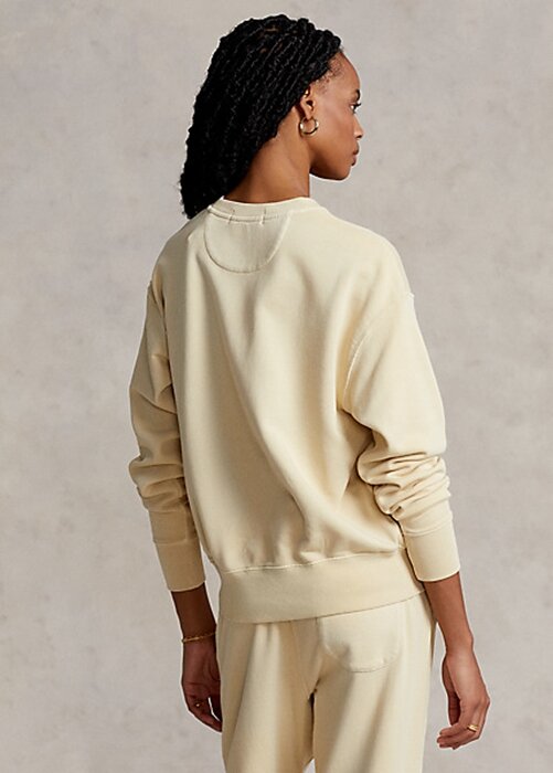 Hellgelbe Ralph Lauren Sweatshirts mit Rundhalsausschnitt aus Bio-Baumwolle für Damen Hellgelbe Ralph Lauren Sweatshirts mit Rundhalsausschnitt aus Bio-Baumwolle für Damen
