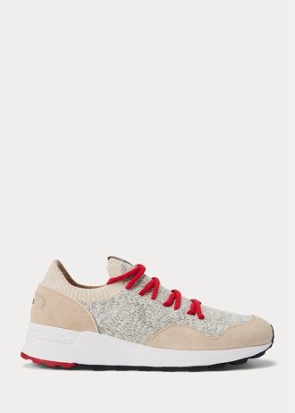 Hellgraue Ralph Lauren Trackster 200II Knit Sneakers für Herren