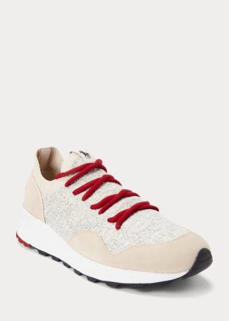 Hellgraue Ralph Lauren Trackster 200II Knit Sneakers für Herren