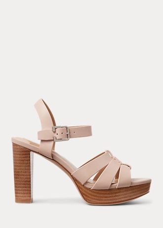 Hellrosa Ralph Lauren Soffia Sandalen aus Nappaleder für Damen Hellrosa Ralph Lauren Soffia Sandalen aus Nappaleder für Damen