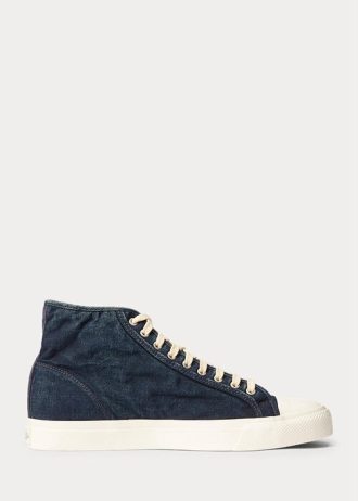 Indigo Herren Ralph Lauren Mayport Indigo Canvas Sneakers