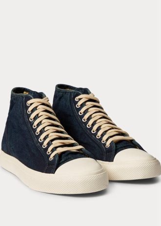 Indigo Herren Ralph Lauren Mayport Indigo Canvas Sneakers