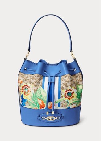 Khaki/New England Blue Ralph Lauren Monogram Large Andie Handtasche für Damen
