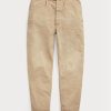 Khakifarbene Baggy-Fit-Canvas-Hose mit Falten für Herren von Ralph Lauren Khakifarbene Baggy-Fit-Canvas-Hose mit Falten für Herren von Ralph Lauren