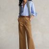 Khakifarbene Chinohose mit weitem Bein für Damen von Ralph Lauren Khakifarbene Chinohose mit weitem Bein für Damen von Ralph Lauren