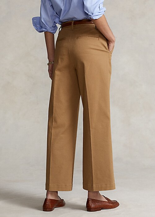 Khakifarbene Chinohose mit weitem Bein für Damen von Ralph Lauren Khakifarbene Chinohose mit weitem Bein für Damen von Ralph Lauren