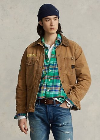 Khakifarbene Feldjacken mit Wollfutter von Ralph Lauren für Herren