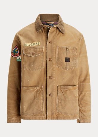 Khakifarbene Feldjacken mit Wollfutter von Ralph Lauren für Herren