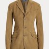 Khakifarbene Hacking-Blazer aus Lamm-Wildleder von Ralph Lauren für Damen Khakifarbene Hacking-Blazer aus Lamm-Wildleder von Ralph Lauren für Damen