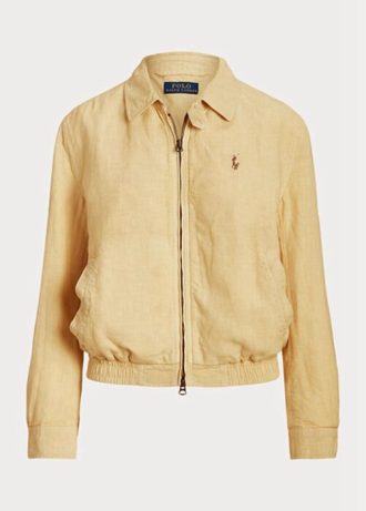 Khakifarbene Leinen-Windjacke von Ralph Lauren für Damen