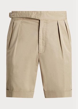 Khakifarbene, maßgeschneiderte Stretch-Chino-Shorts von Ralph Lauren für Herren Khakifarbene, maßgeschneiderte Stretch-Chino-Shorts von Ralph Lauren für Herren