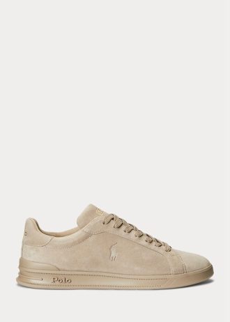 Khakifarbene Ralph Lauren Heritage Court II Wildleder-Sneaker für Herren Khakifarbene Ralph Lauren Heritage Court II Wildleder-Sneaker für Herren