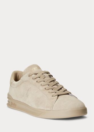 Khakifarbene Ralph Lauren Heritage Court II Wildleder-Sneaker für Herren Khakifarbene Ralph Lauren Heritage Court II Wildleder-Sneaker für Herren