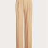 Khakifarbene Ralph Lauren-Hose aus Twill mit Falten für Damen Khakifarbene Ralph Lauren-Hose aus Twill mit Falten für Damen