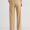 Khakifarbene Ralph Lauren-Hose aus Twill mit Falten für Damen Khakifarbene Ralph Lauren-Hose aus Twill mit Falten für Damen