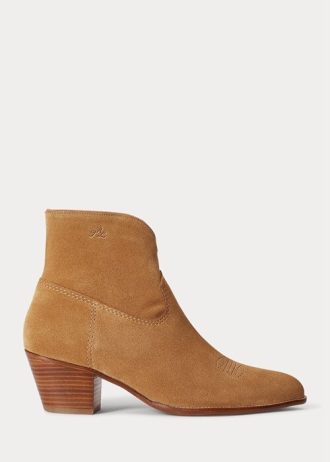 Khakifarbene Ralph Lauren Lucille Wildlederstiefel für Damen