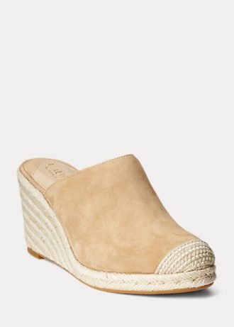 Khakifarbene Ralph Lauren Pennie Wildleder-Espadrille für Damen