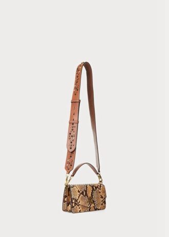 Khakifarbene Ralph Lauren Tayler Umhängetaschen aus Kunstschlangenleder für Damen