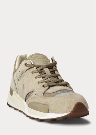 Khakifarbene Ralph Lauren Trackster 200 Sneakers für Herren