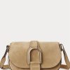 Khakifarbene Ralph Lauren Welington-Schultertaschen aus Kalbswildleder für Damen Khakifarbene Ralph Lauren Welington-Schultertaschen aus Kalbswildleder für Damen