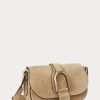 Khakifarbene Ralph Lauren Welington-Schultertaschen aus Kalbswildleder für Damen Khakifarbene Ralph Lauren Welington-Schultertaschen aus Kalbswildleder für Damen