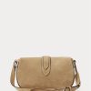 Khakifarbene Ralph Lauren Welington-Schultertaschen aus Kalbswildleder für Damen Khakifarbene Ralph Lauren Welington-Schultertaschen aus Kalbswildleder für Damen
