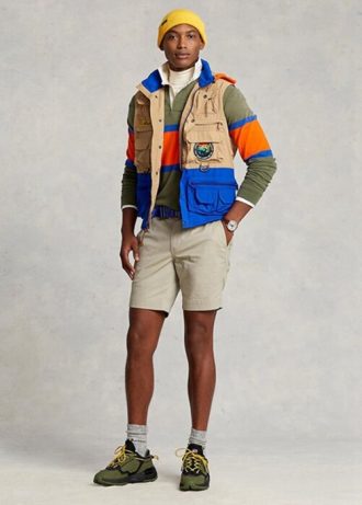 Khakifarbene Stretch-Chinoshorts für Herren von Ralph Lauren im Straight Fit