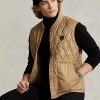 Khakifarbene, wasserabweisende Steppweste von Ralph Lauren für Herren Khakifarbene, wasserabweisende Steppweste von Ralph Lauren für Herren