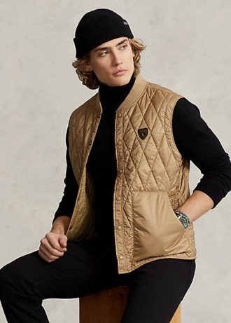 Khakifarbene, wasserabweisende Steppweste von Ralph Lauren für Herren