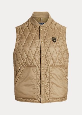 Khakifarbene, wasserabweisende Steppweste von Ralph Lauren für Herren