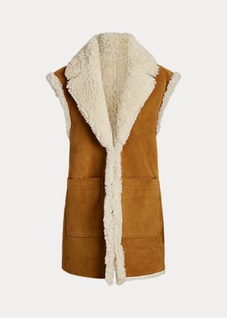 Khakifarbene Wendbare Lammfellweste von Ralph Lauren für Damen