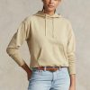 Khakifarbener Ralph Lauren-Hoodie aus Baumwollfleece für Damen Khakifarbener Ralph Lauren-Hoodie aus Baumwollfleece für Damen