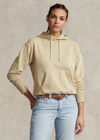 Khakifarbener Ralph Lauren-Hoodie aus Baumwollfleece für Damen