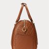 Lauren Tan/Buff Damen Ralph Lauren Geprägtes Leder Mittlere Kaden Satchel Taschen Lauren Tan/Buff Damen Ralph Lauren Geprägtes Leder Mittlere Kaden Satchel Taschen