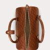 Lauren Tan/Buff Damen Ralph Lauren Geprägtes Leder Mittlere Kaden Satchel Taschen Lauren Tan/Buff Damen Ralph Lauren Geprägtes Leder Mittlere Kaden Satchel Taschen