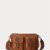 Lauren Tan Damen Ralph Lauren Noa Umhängetaschen aus Leder mit Nieten, mittelgroß Lauren Tan Damen Ralph Lauren Noa Umhängetaschen aus Leder mit Nieten, mittelgroß