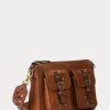 Lauren Tan Damen Ralph Lauren Noa Umhängetaschen aus Leder mit Nieten, mittelgroß Lauren Tan Damen Ralph Lauren Noa Umhängetaschen aus Leder mit Nieten, mittelgroß