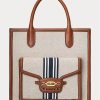 Lauren Tan/Navy Damen Ralph Lauren Canvas Große Symone Tragetaschen