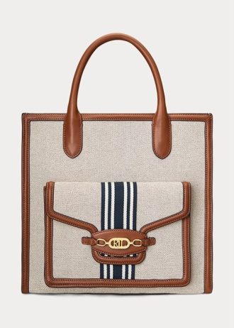 Lauren Tan/Navy Damen Ralph Lauren Canvas Große Symone Tragetaschen