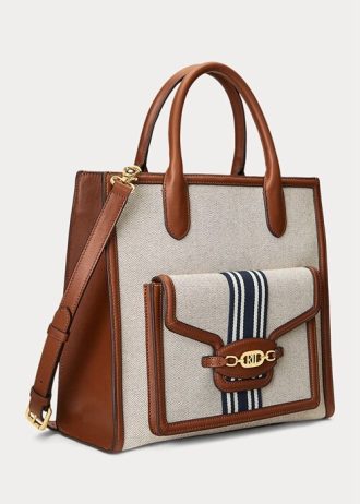 Lauren Tan/Navy Damen Ralph Lauren Canvas Große Symone Tragetaschen